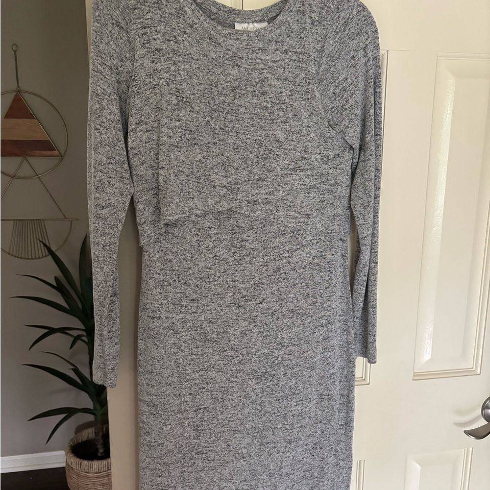 Motherhood Heathered Gray Long Sleeve Dress
